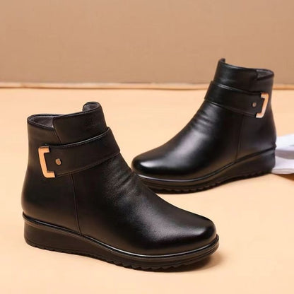 Women's Metal Buckle Leather Waterproof Boots 30$ TODAY ONLY