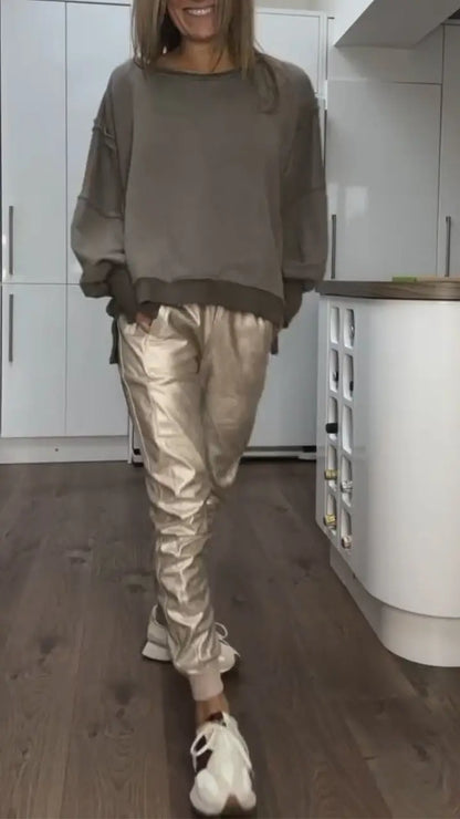 Casual Top Leather Pants Set 32$ TODAY ONLY