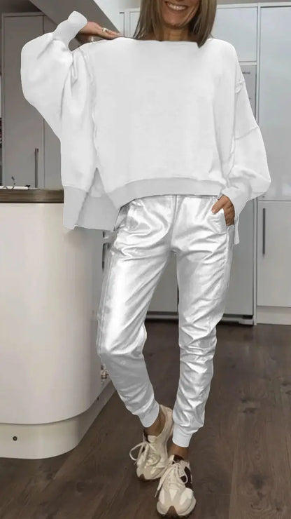 Casual Top Leather Pants Set 32$ TODAY ONLY