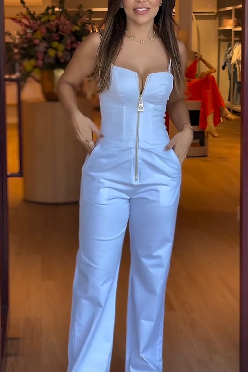 Off-Shoulder Rits Jumpsuit