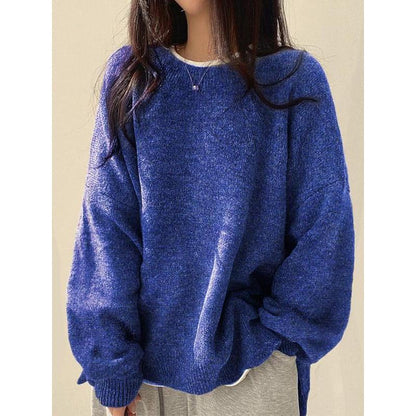 Elara Sweater — Women’s Drop Shoulder Knit Top with Split Hem
