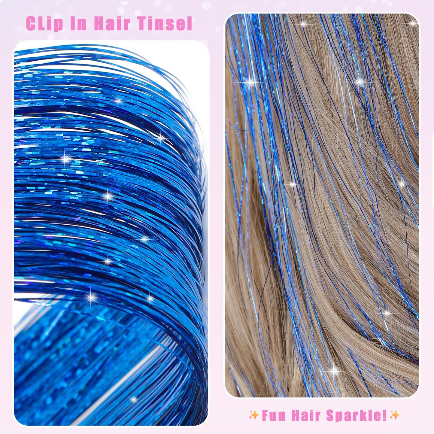 Liora — Rainbow Hair Tinsel Clip-In Extensions for Sparkling Highlights