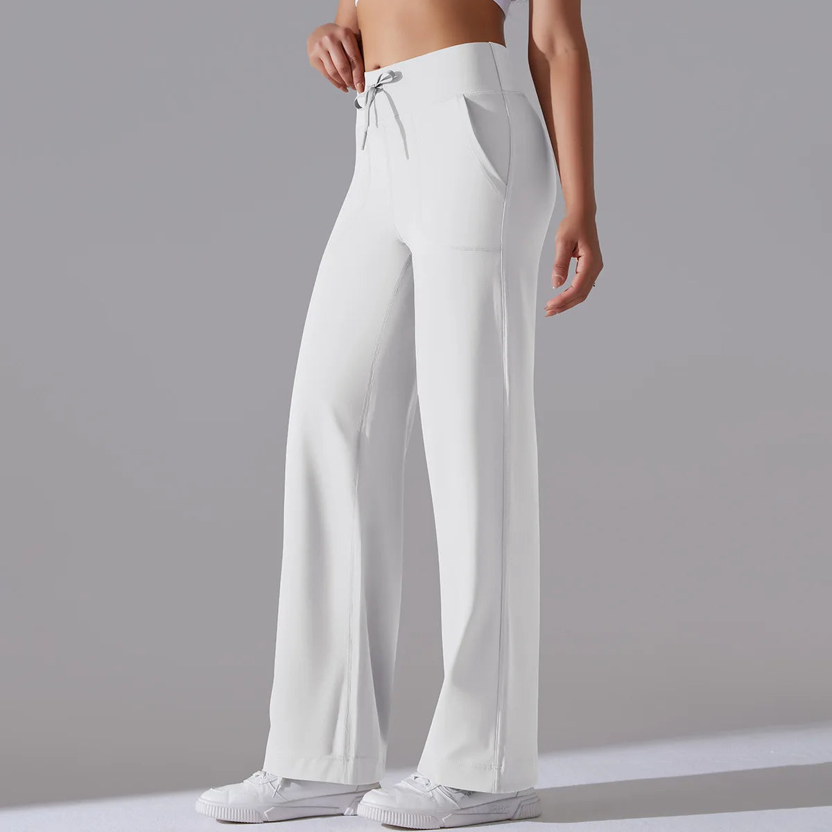 Caldena — Women's Wide-Leg Stretch Pants with Sculpted Waistband