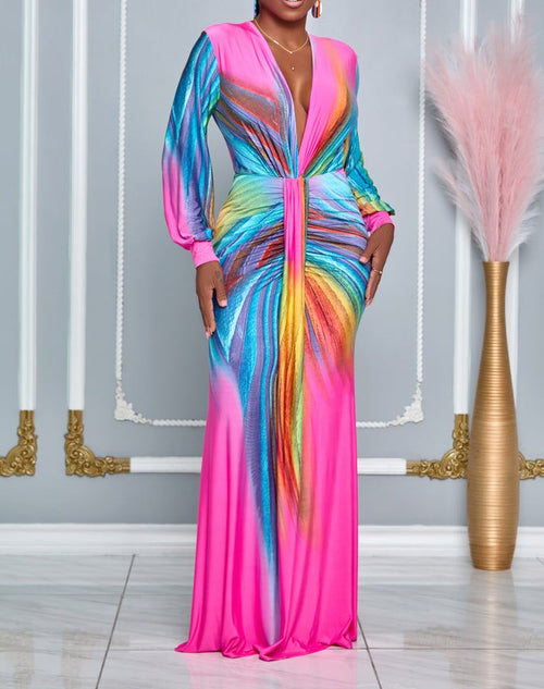 Ruched V-Neck Control Dress