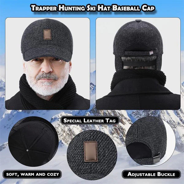 Kairo Hat — Leichte warme Baseballkappe mit Ohrklappen für den Winter