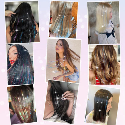 Liora — Rainbow Hair Tinsel Clip-In Extensions for Sparkling Highlights