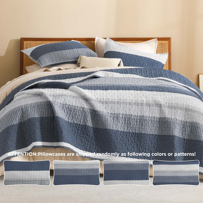 ShadowVeil™ Stripe Quilt Set — Unleash Bold Style and Year-Round Cloudlike Comfort