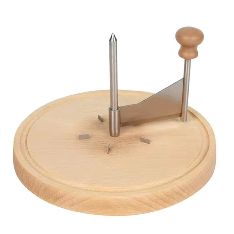 Velino Rotary Cheese Shaver — Ręczny nóż do sera ze stali nierdzewnej z drewnianą podstawą