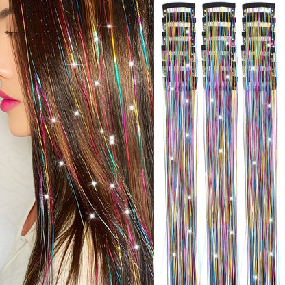 Liora — Rainbow Hair Tinsel Clip-In Extensions for Sparkling Highlights
