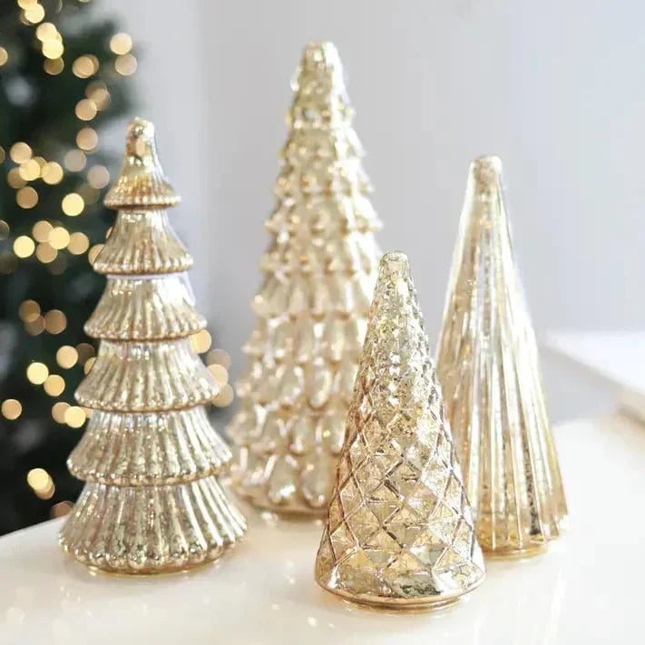 Norla — Hand-Blown Mercury Glass Christmas Trees with Warm LED Glow