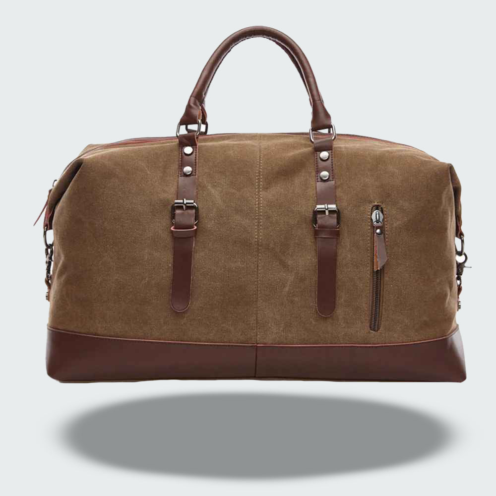Mala de Viagem Jalen — Bolsa Duffle de Lona Encerada Durável com Alças de Couro