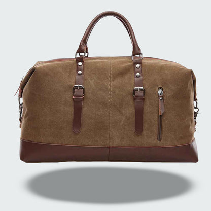 Mala de Viagem Jalen — Bolsa Duffle de Lona Encerada Durável com Alças de Couro