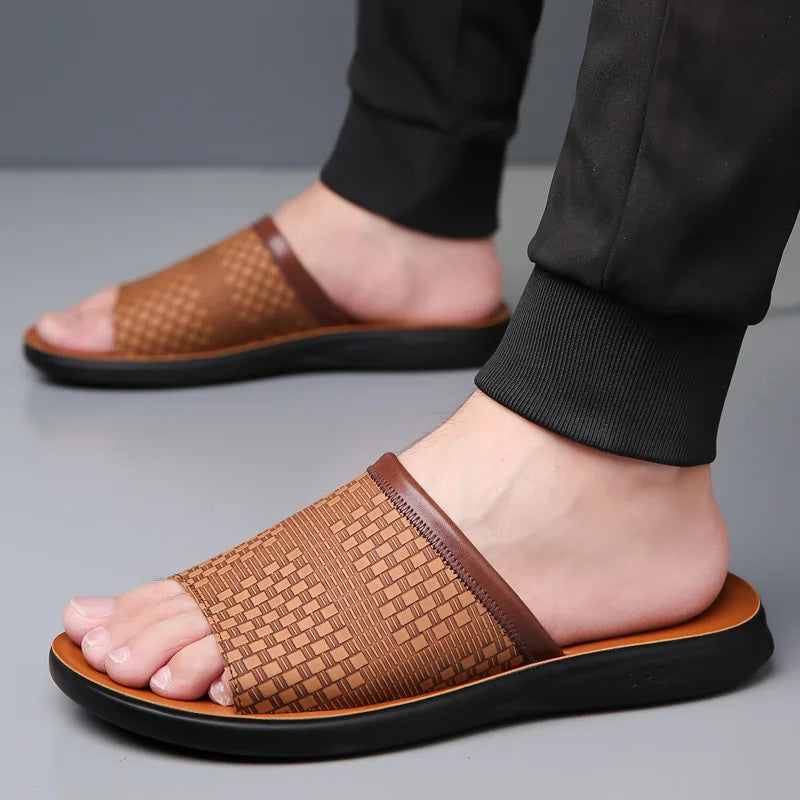 Liora — Woven Leather Sandals with Cushioned Comfort and Grip