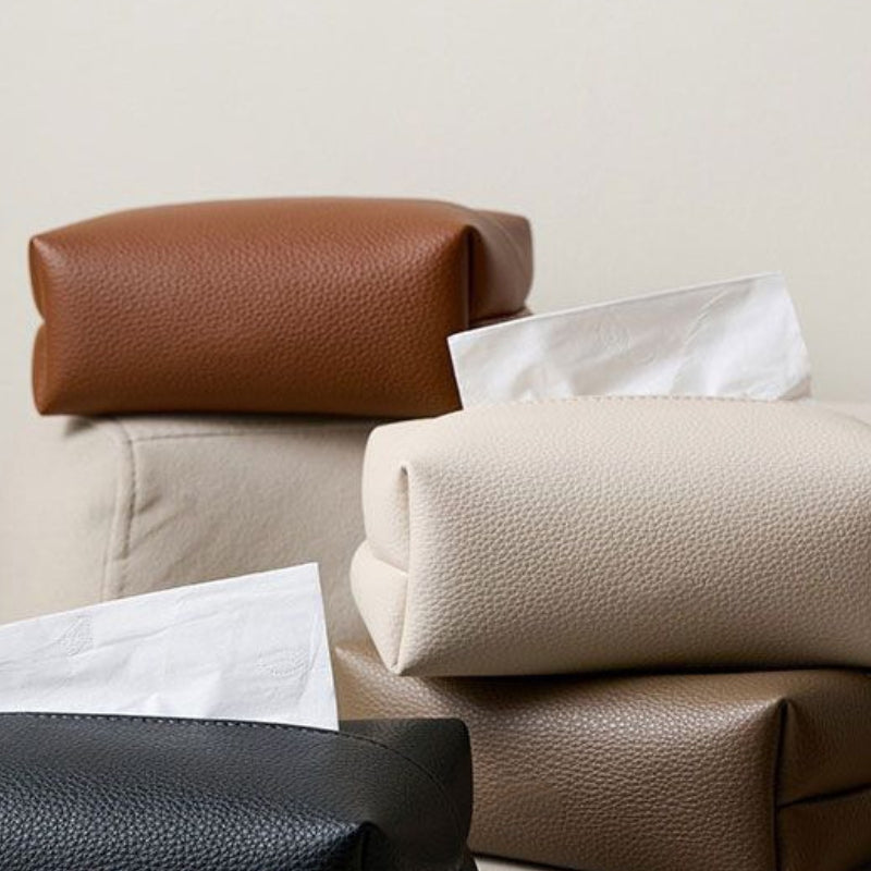 Savren — Pebbled Faux Leather Tissue Holder with Sleek Design