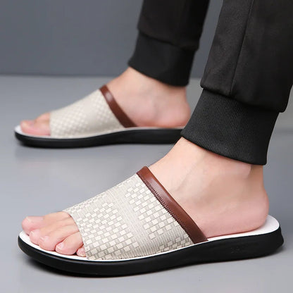 Liora — Woven Leather Sandals with Cushioned Comfort and Grip