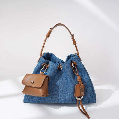 Kieranza — Women's Genuine Leather Denim Patchwork Hobo Bag