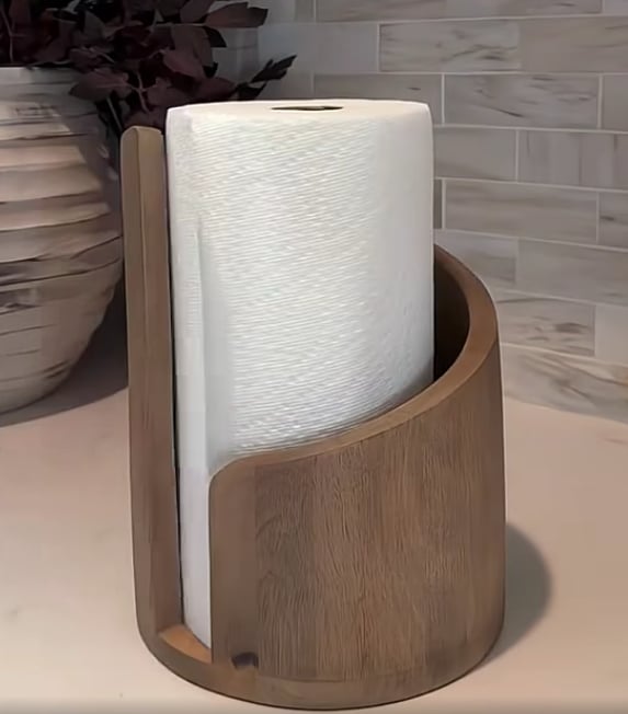 Solenna — Natural Wood Paper Towel Holder with Stable Rubber Base