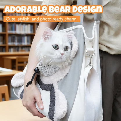 Bear-Y Canvas Pet Carrier — Small Dog and Cat Bag with Open-Top Design
