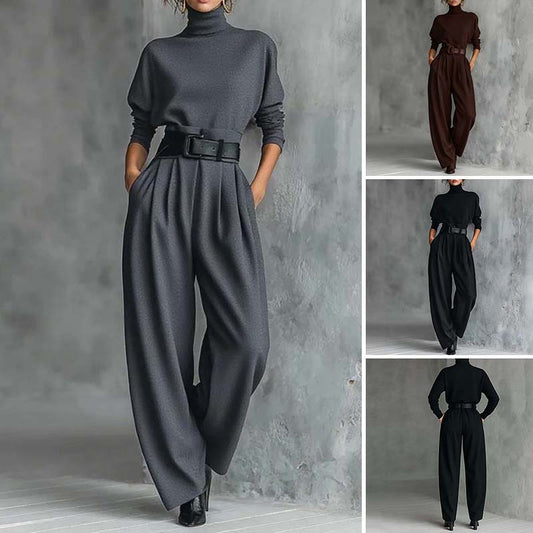 💜 LAST DAY PROMOTION - 50%OFF💜Lexora Women’s Elegant Turtleneck Top & High-Waist Pants Set