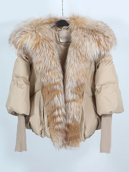 Elian Steppjacke — Warmer Weißer Entendaunenmantel mit Lockerer Passform