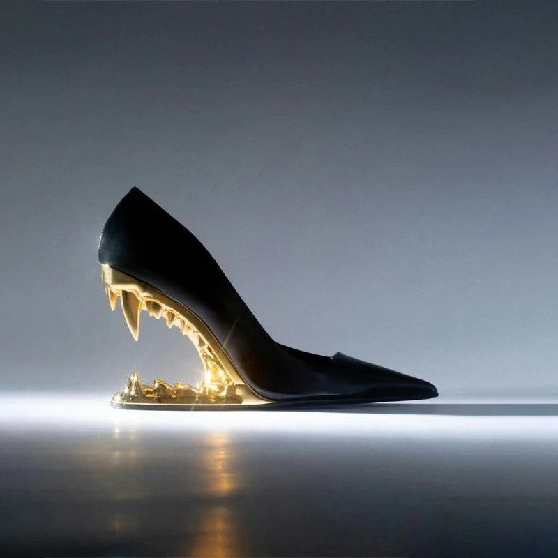 Lunara Wolffang Heels — Sculpted Wolf Fang Heels with Cushioned Comfort