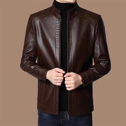 Varenzo — Men’s Genuine Leather Jacket with Warm Plush Lining