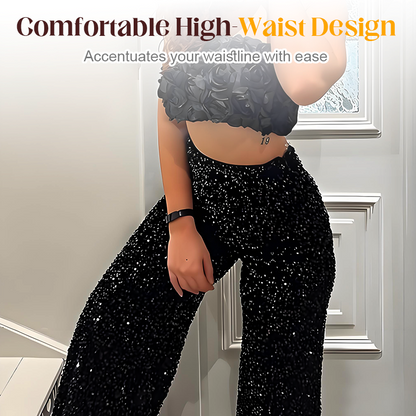 Liora — Women's Sequin Wide-Leg Pants with High-Waist Fit
