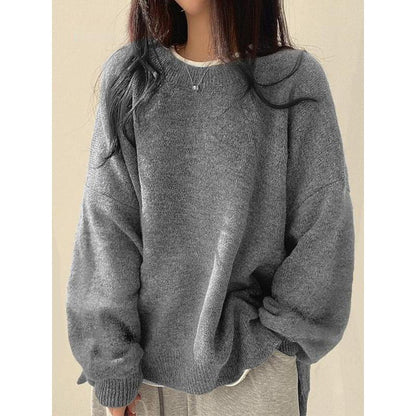 Elara Sweater — Women’s Drop Shoulder Knit Top with Split Hem