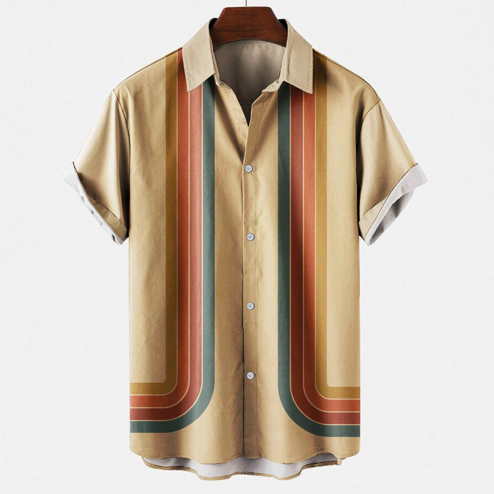 Halen — Breathable Linen Summer Shirt with Retro Vertical Stripes
