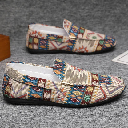 Norla Canvas Loafers — Lightweight Breathable Shoes with Aztec Pattern