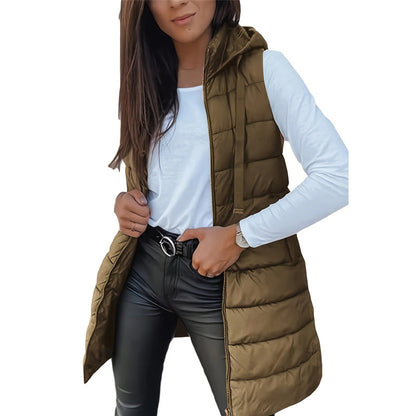 Vesira — Women's Long Zip-Up Puffer Vest with Lightweight Insulation