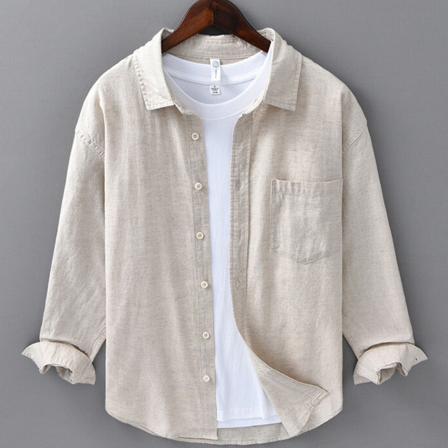 Corbin — Camisa de Linho Respirável com Caimento Relaxado e Bolso no Peito
