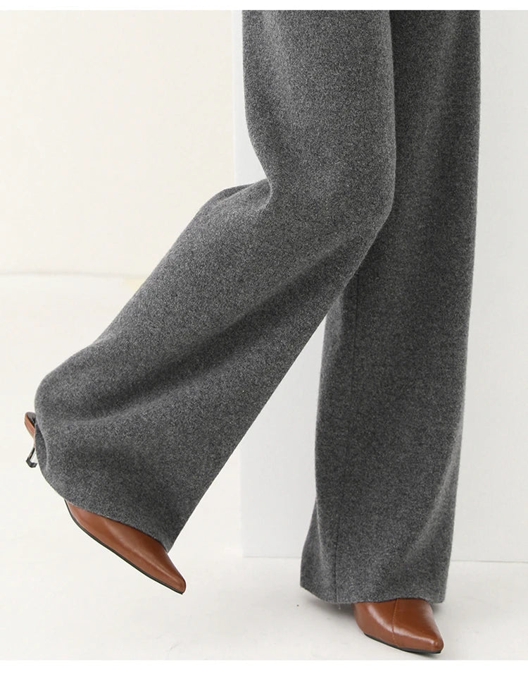 Alora — Merino Wool Wide-Leg Pants with High Waist Elastic