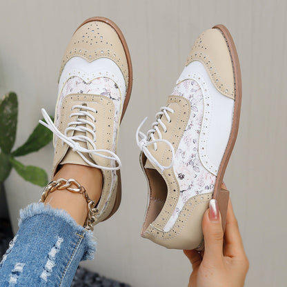 Norla Bloom — Women’s Pastel Brogue Shoes with Floral Detail