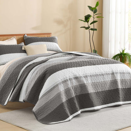 ShadowVeil™ Stripe Quilt Set — Unleash Bold Style and Year-Round Cloudlike Comfort