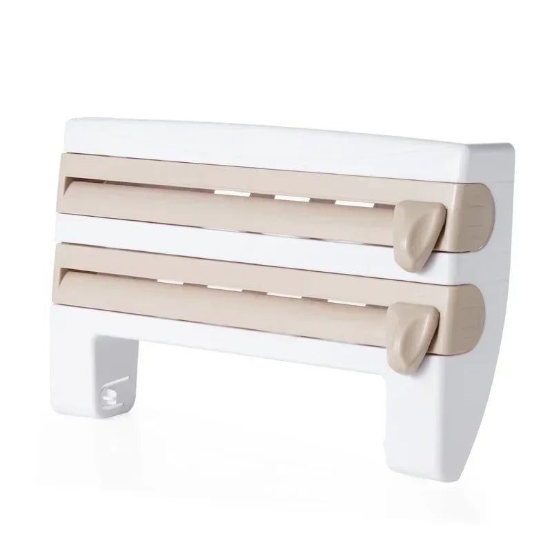 VelaWrap Organizer — Wall-Mounted Kitchen Wrap Dispenser with Spice Rack