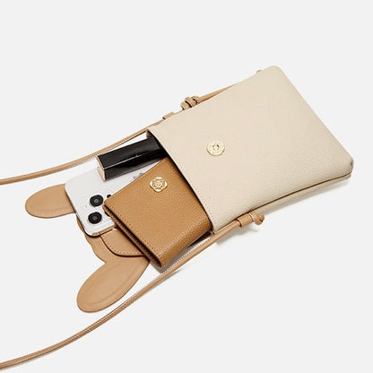 Geantă mini crossbody Elera pentru femei — Geantă de telefon din piele naturală cu design cu iepure