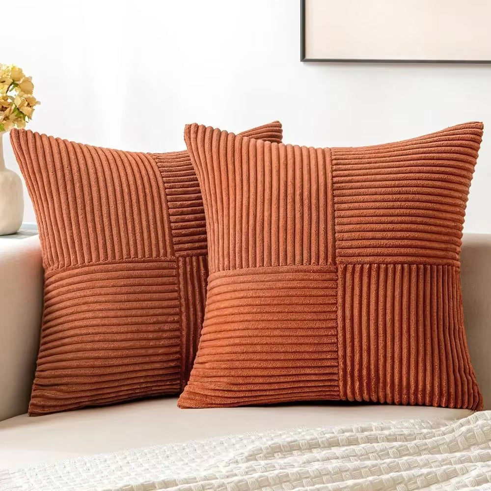 Soren Set — Modern Boho Corduroy Pillow Covers with Ribbed Texture