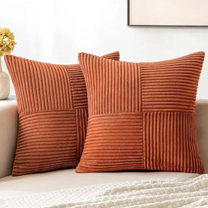 Soren Set — Modern Boho Corduroy Pillow Covers with Ribbed Texture