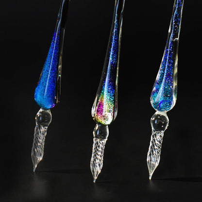 Sereli CrystalDip — Stylo en verre borosilicaté avec encre arc-en-ciel pour art éblouissant