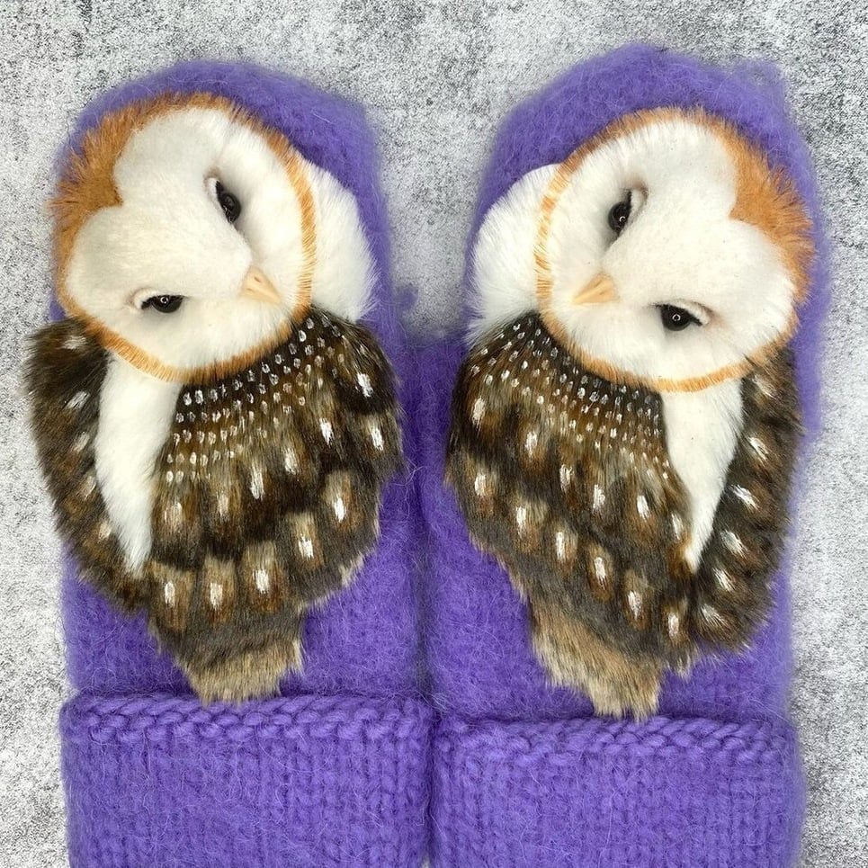 Alvryn Nordic Wool Mittens — Handknitted Warmth with Owl Detail