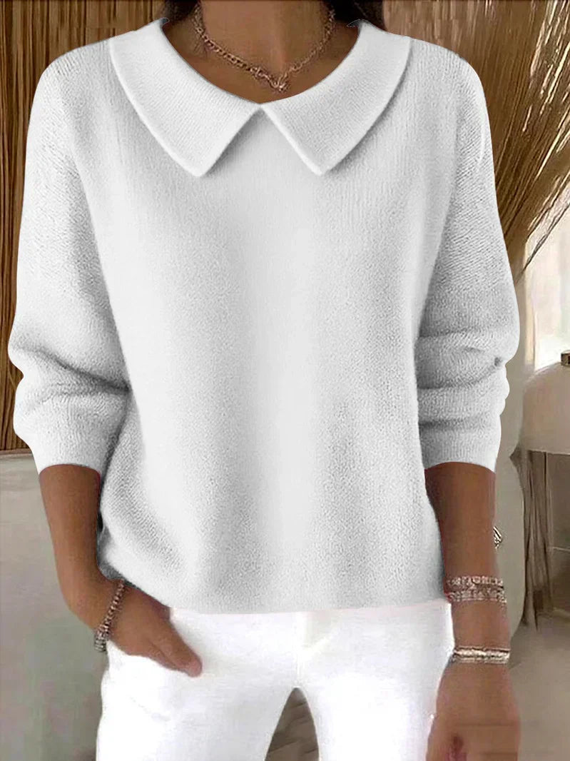Elara — Women’s Elegant Collar Knit Sweater with Soft Comfort