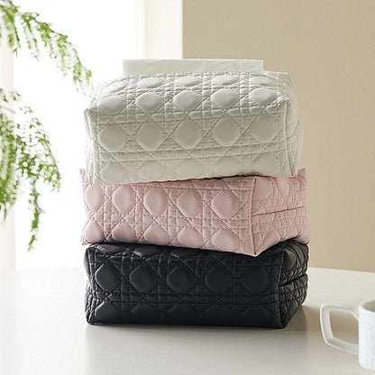 Clairé — Quiltet Imiteret Læder Servietholder med Kompakt Design