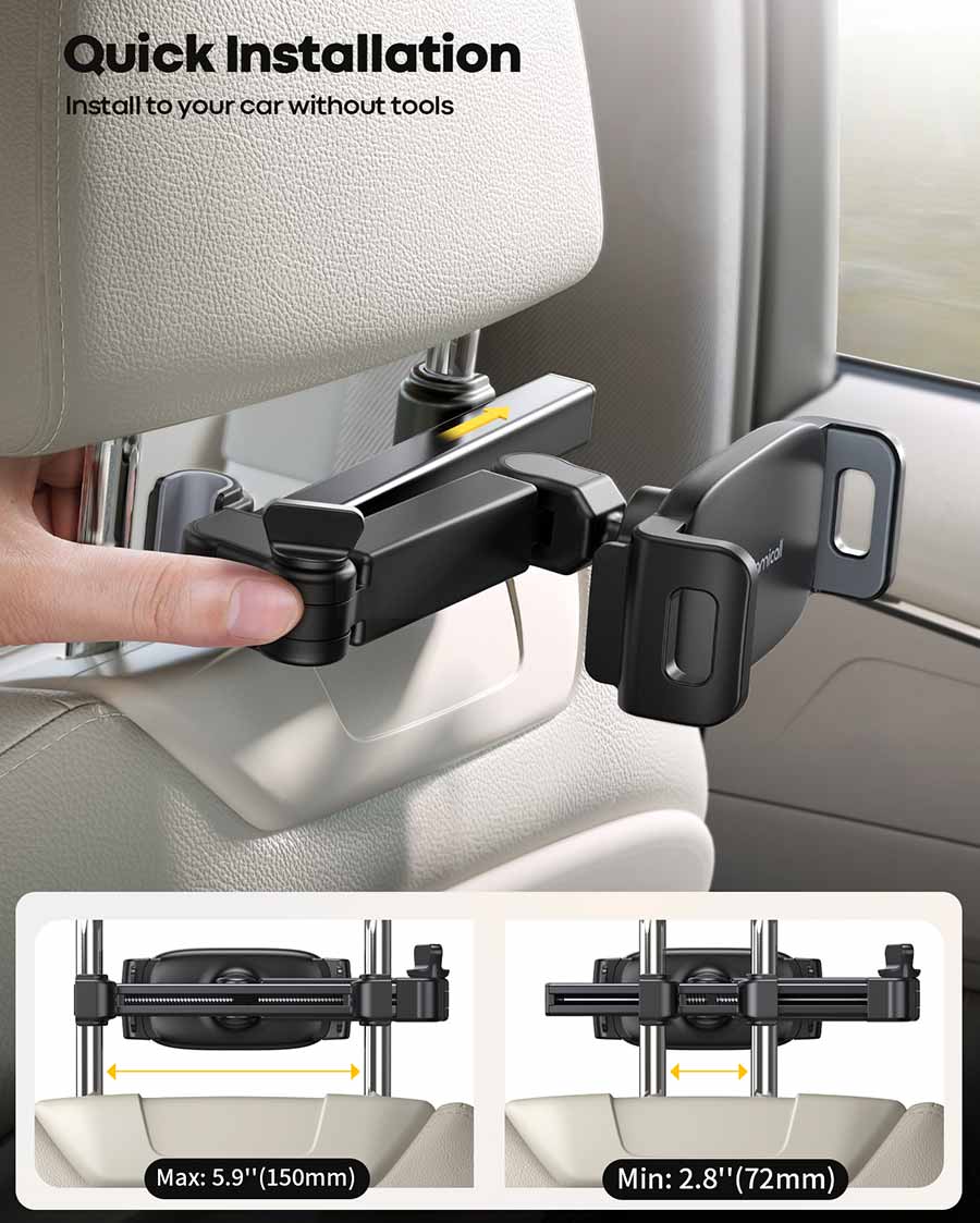 Support tablette voiture Veltor — Support réglable pour appuie-tête pour tablettes de 4,7 à 11 pouces