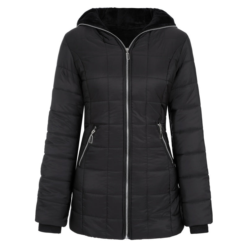 🔥❄️HEISSER VERKAUF 51%🧥 Wexlora Damen Kapuzen-Mid-Length Wintermantel mit Plüschfutter