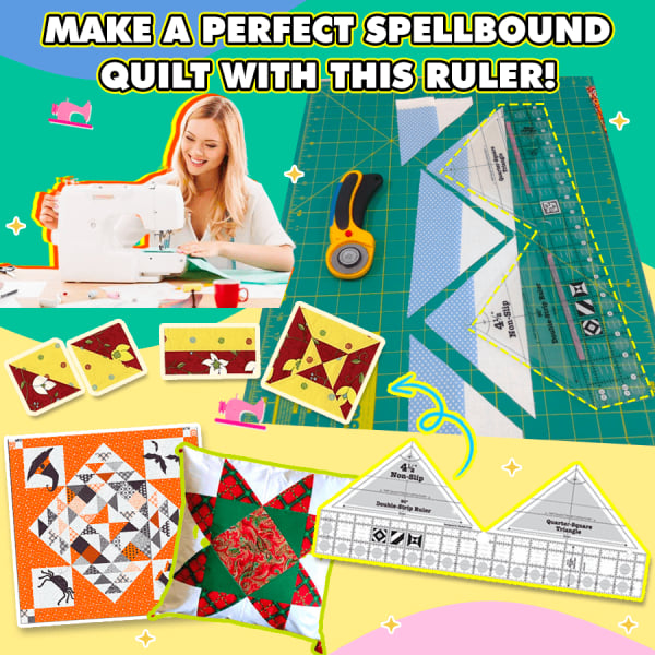 Quilara 90 Double-Strip Ruler — Precision Quilting Tool for Triangle Cuts
