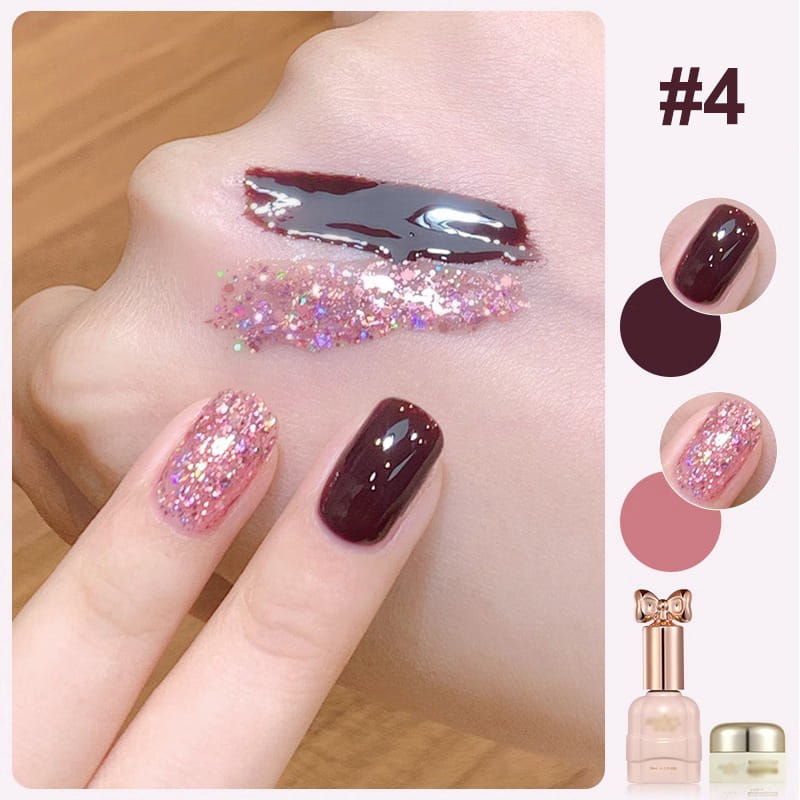 Duo de vernis à ongles Liora — Ensemble de vernis pailleté bicolore avec brillance longue durée