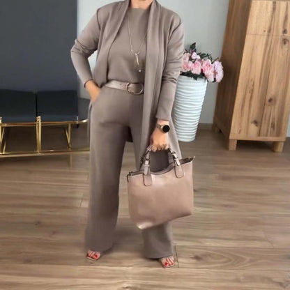 Trivanta Elegante Lange Cardigan & Top & Broek 3-Delige Set