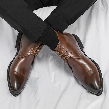 Arlen — Bottes en cuir pour homme à bout cap-toe avec semelles intérieures rembourrées