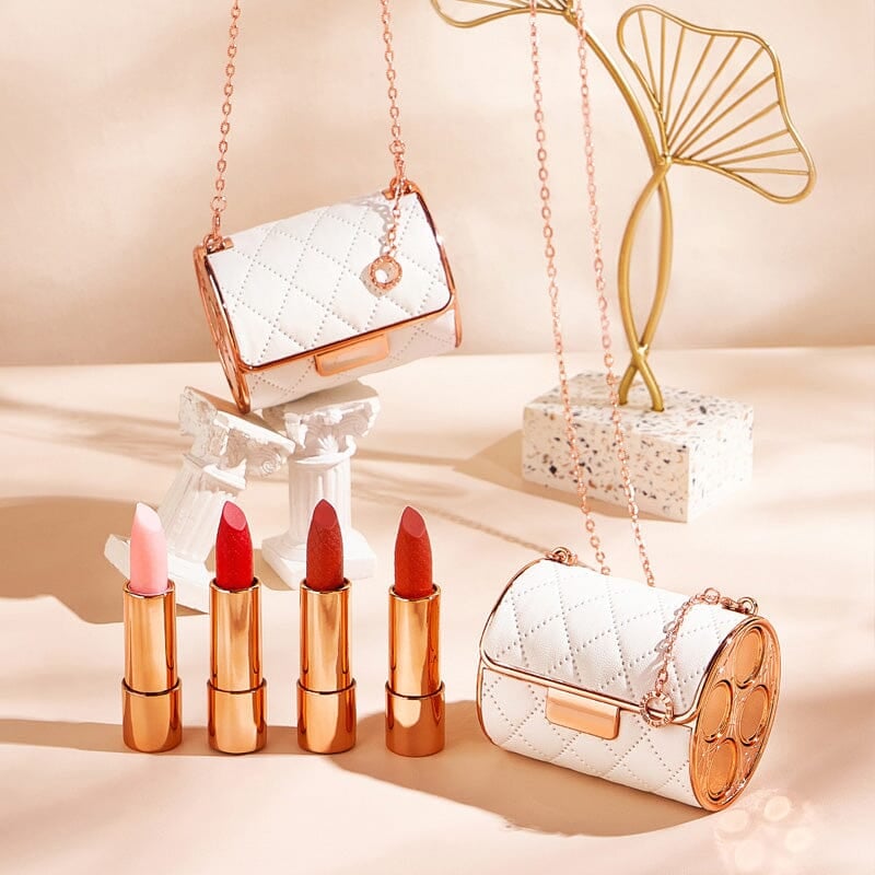Set de rouges à lèvres mats Lunessa Velvet — Rouges à lèvres mats avec accessoire sac à chaîne